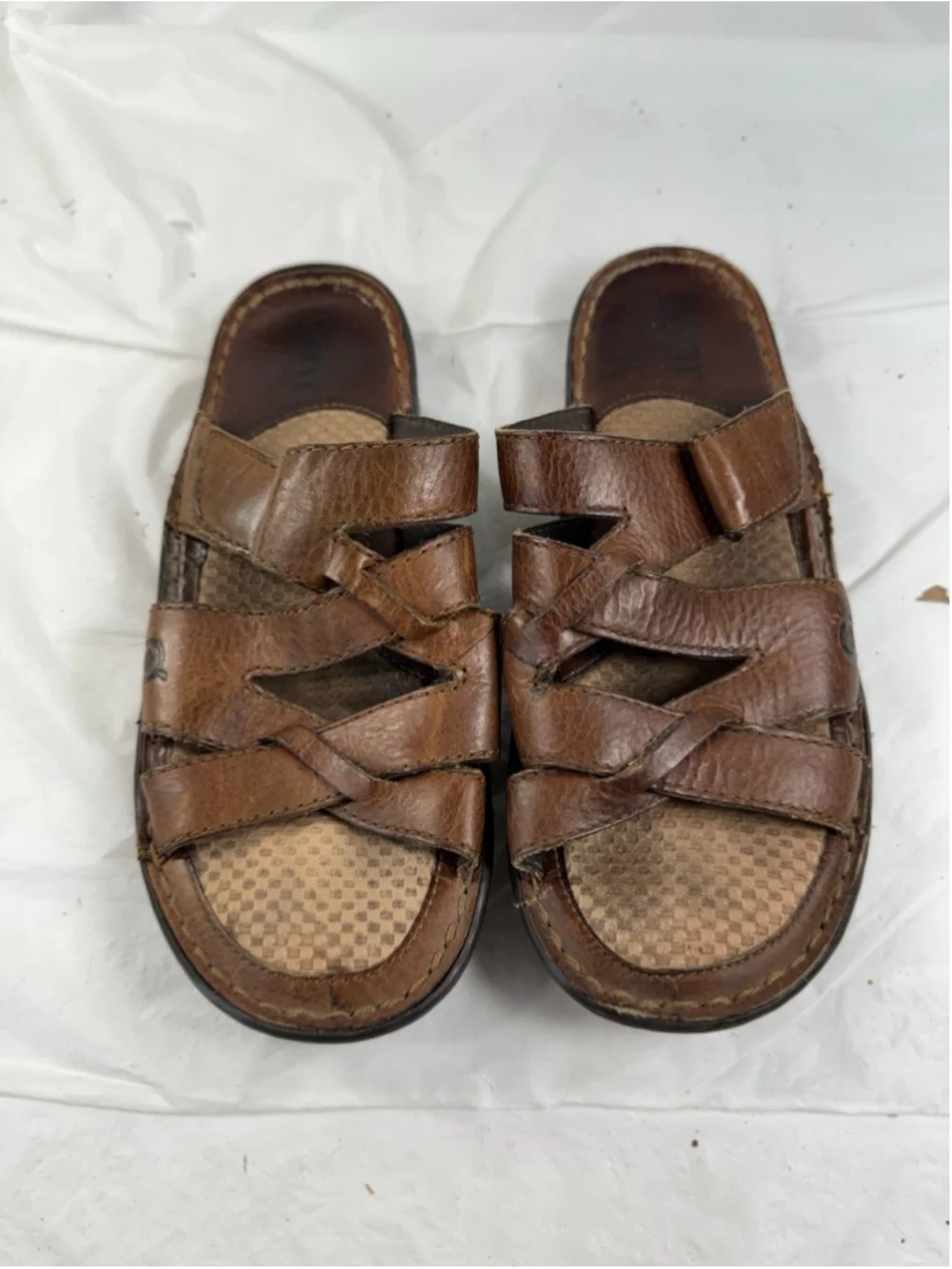 Born Women's Brown Leather Open-Toe Slide Sz 7M